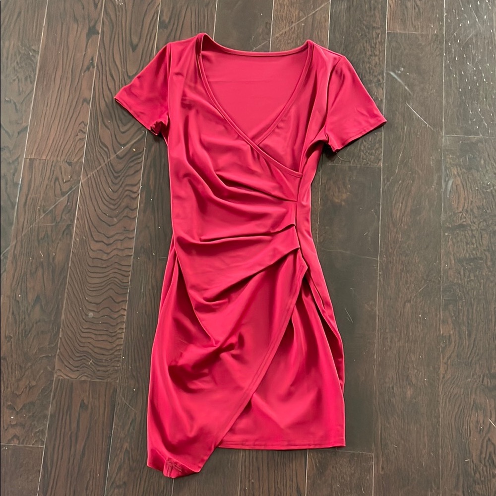 Elegant Red Wrap Dress